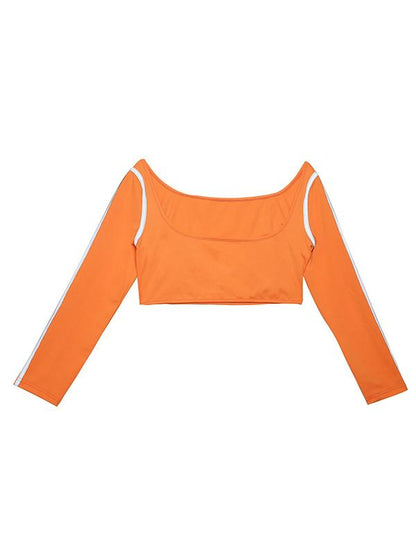 Long Sleeve Contrast Trim Yoga T-shirts