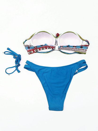 Sexy Tassels Solid Bottom Bikinis Swimwear