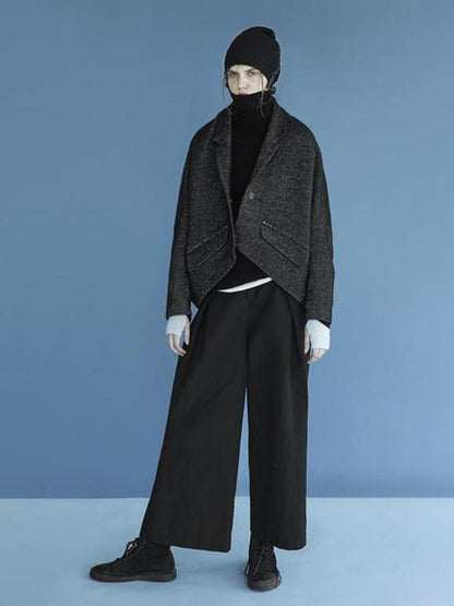 Autumn Winter Solid Color Simple Woolen Coat