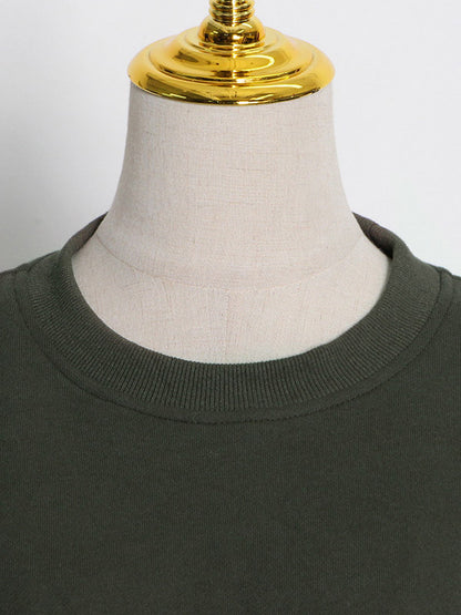 Simple Long Sleeves Green Split-Joint Sweatshirt Top