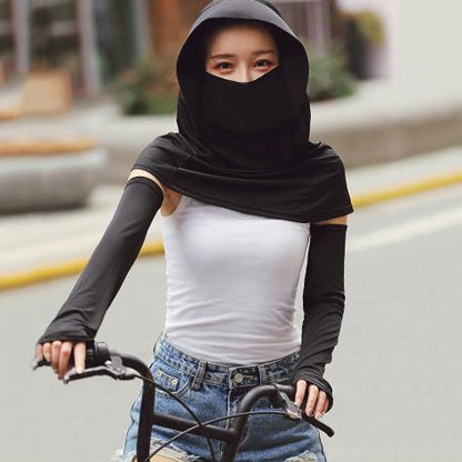 Solid Color Gauze Ice Silk Mask Multi-Functional Sunscreen Hat