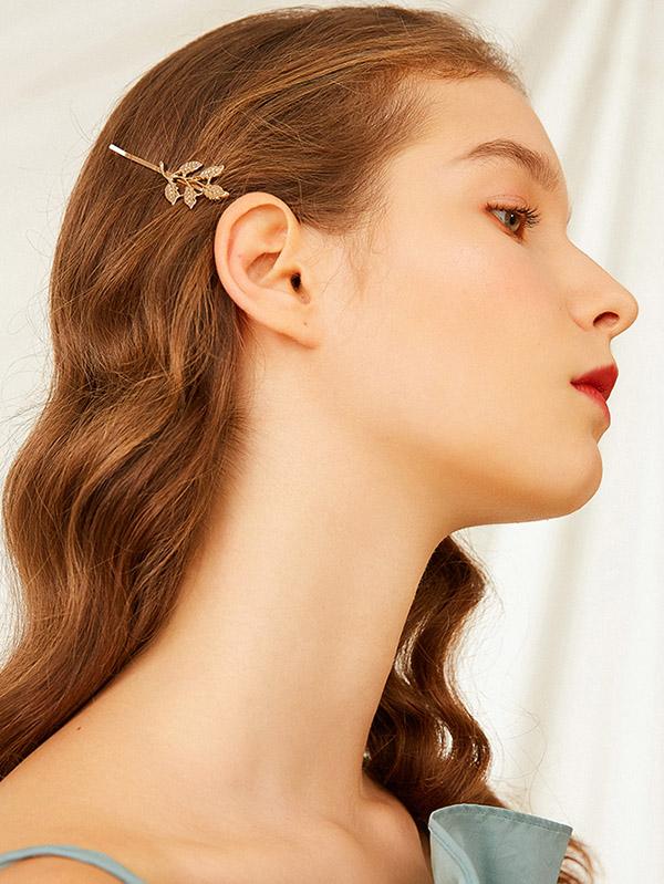 Simple Leaf Gold Color Barrette