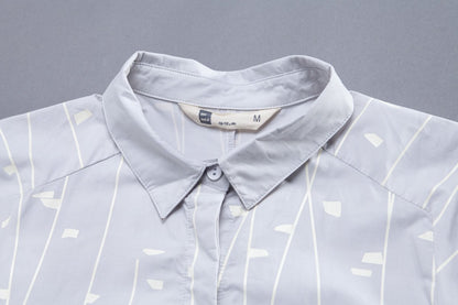 Cotton Polo Collar Light Gray Short Sleeve Dress