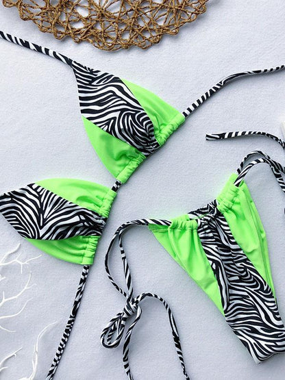 Lace Up Contrast Scrunch Bikini Set