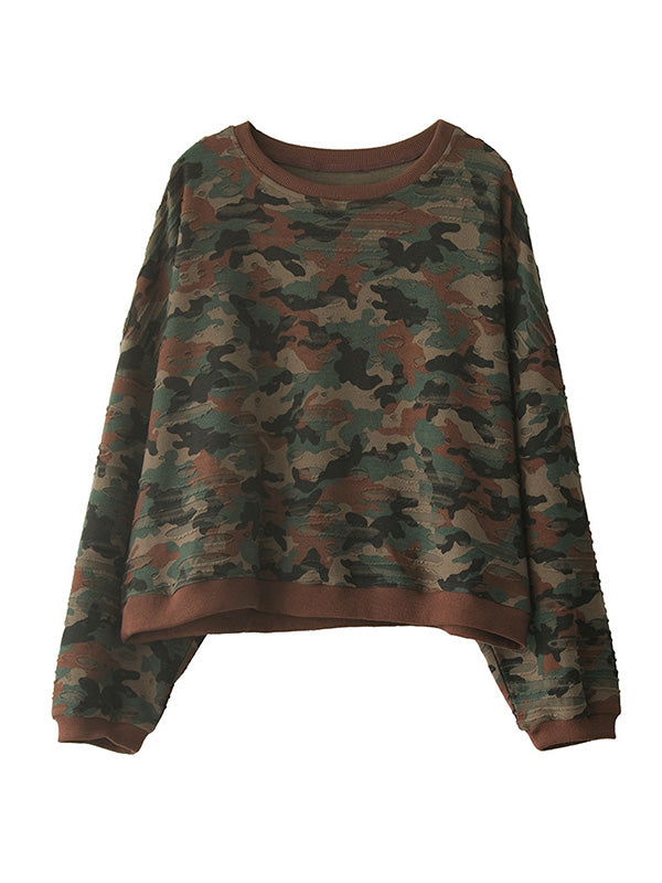 Fashion Split-Joint Camouflage Long Sleeves Sweatshirt Top