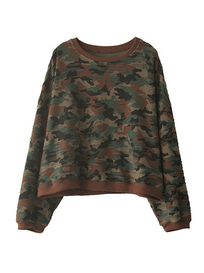 Fashion Split-Joint Camouflage Long Sleeves Sweatshirt Top