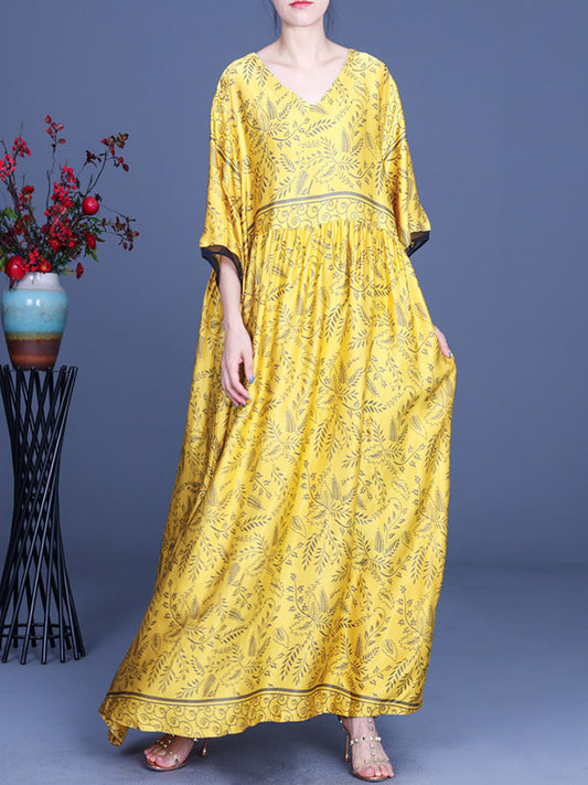 Original Floral V-Neck Half Sleeve Maxi Dress