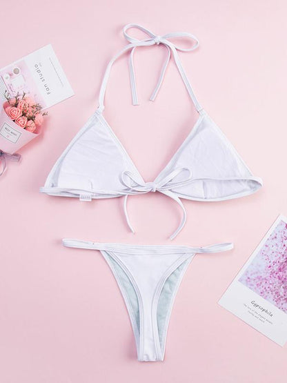 Sequined Lace Up Bikini Swimsuit