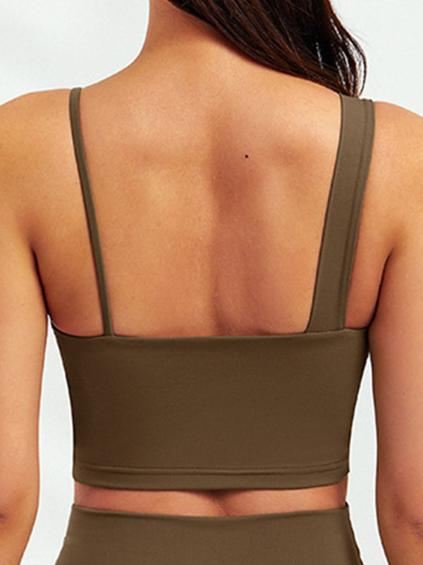 8 Colors Stylish Solid Color Spaghetti-Neck Sports Bra