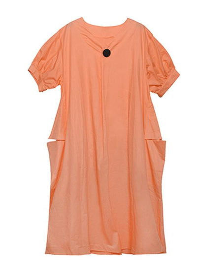Vintage Loose Oversize V-neck Solid Dress