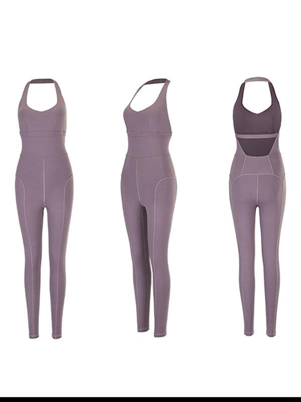 Sexy Backless Solid Yoga Jumpsuits