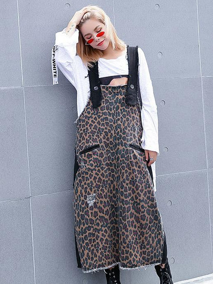 Loose Leopard Braces Dress