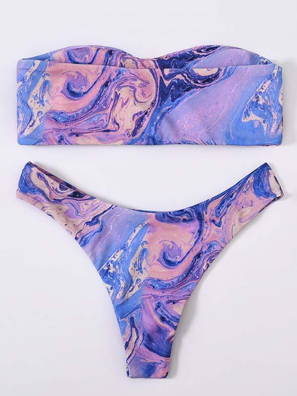 Tie-Dyed Purple Bikini Swimsuit
