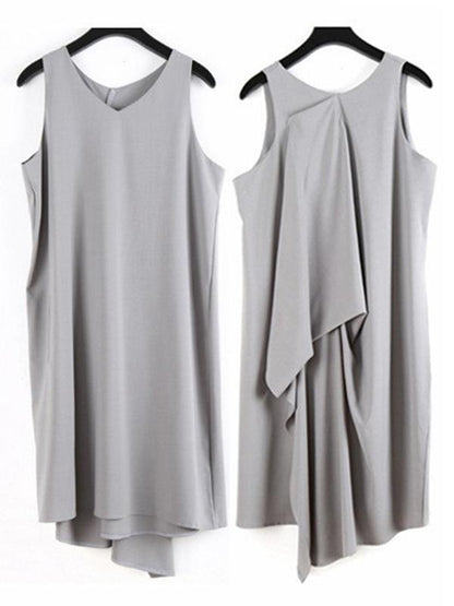 Original Asymmetric Design Tiered Sleeveless Dress