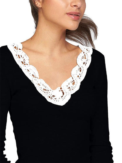 New Long Sleeve Cotton Lace T-Shirt