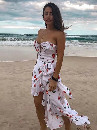 Vacation Strapless Printed Maxi Dress