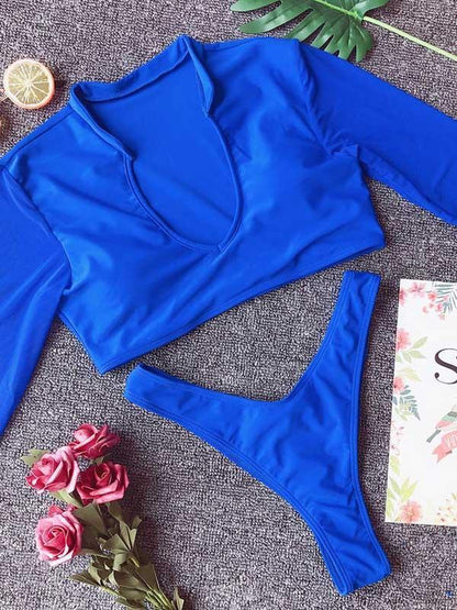 Tulle Long Sleeves Bikinis Swimwear