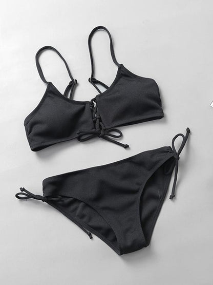 Strap Solid Bikinis Swimwear