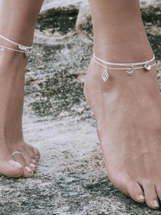 Bohemian Shell Lotus Moon Circle Anklet Accessories