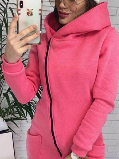 Loose Zipper Solid Sports Jumpsuits