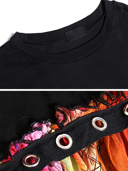 Summer Chiffon  Oversize Printed Split-joint Dress