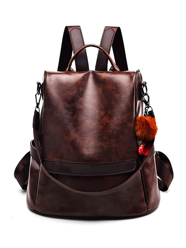 Original Solid Color PU Backpack