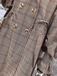 Loose Plaid Retro Lace Coat