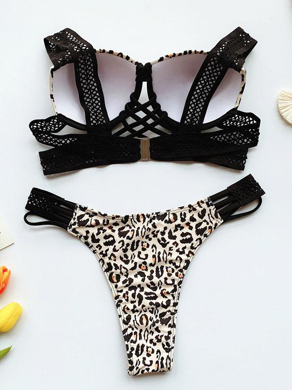 Underwired Bandage Split Bikini Swimsuit