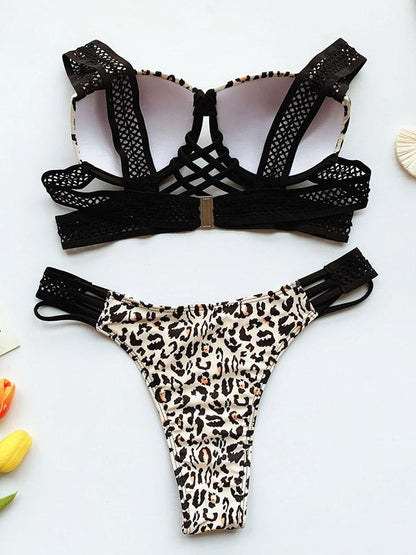 Underwired Bandage Split Bikini Swimsuit