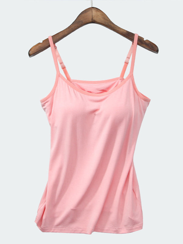 6 Colors Solid Color Spaghetti-Neck Bra Yoga Tops