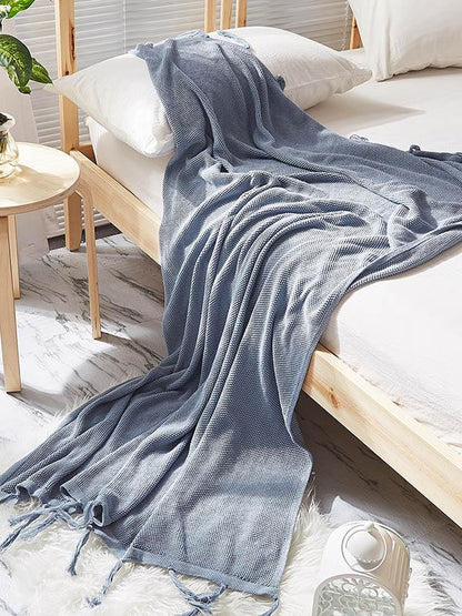 Leisure Tasseled Knitted Blanket
