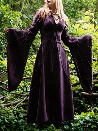 Split-joint Flared Sleeves Maxi Dress