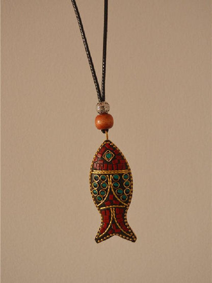 Ethnic Style Colored Fish Long Necklace