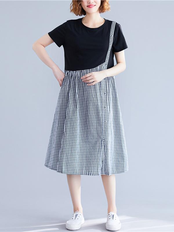 Plaid Split-joint Dress