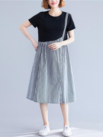 Plaid Split-joint Dress