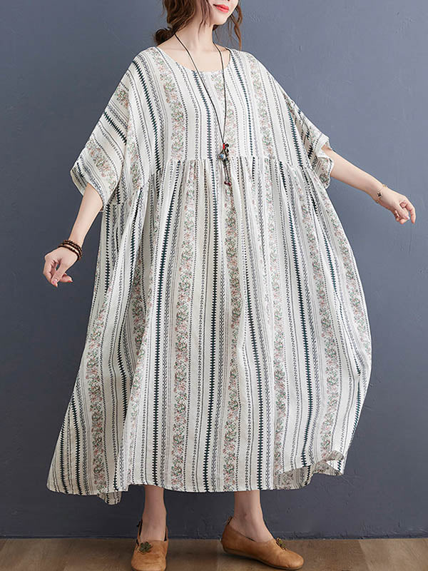 Original Floral Split-Joint Short Sleeve Maxi Dress