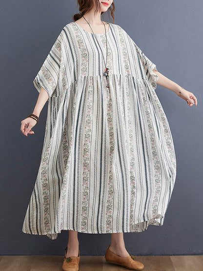 Original Floral Split-Joint Short Sleeve Maxi Dress