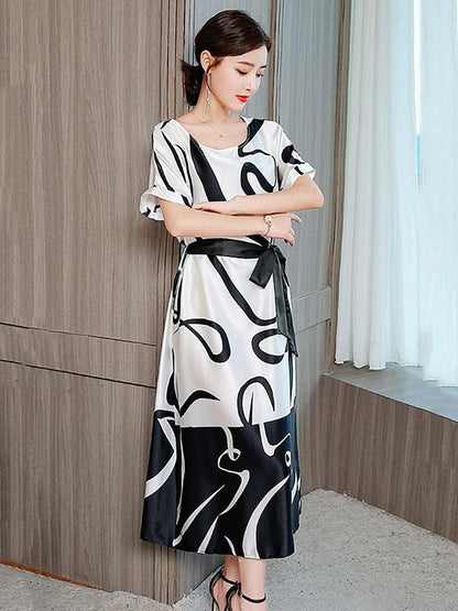 Casual Lace-up Long Dress