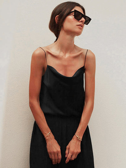 Simple Solid Color Spaghetti-Neck Vest
