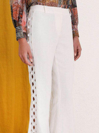 Fashion Hollow Empire Wide Leg Casual Pants