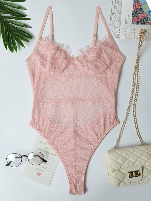 Eyelash Lace Underwired Bodysuit Lingerie