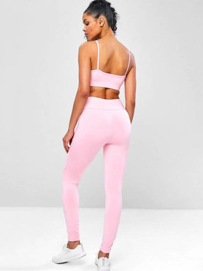 Solid Hollow Bra & Leggings Suits