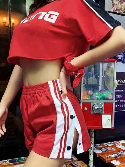 Contrast Trim Button Sport Shorts