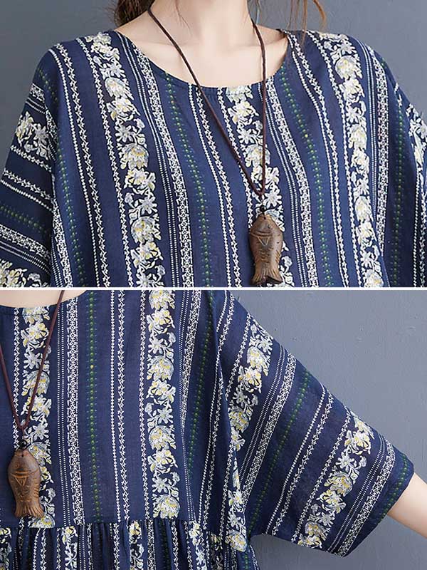 Original Floral Split-Joint Short Sleeve Maxi Dress