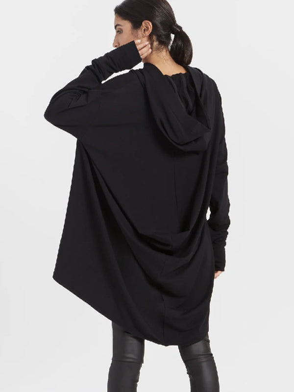 Simple Loose Solid Color High-Low Long Sleeves Hoodies