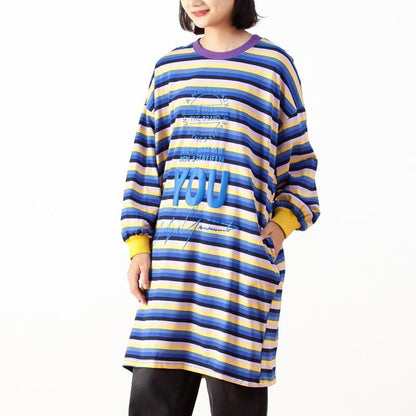 Casual Print Stripe O-neck Loose Top
