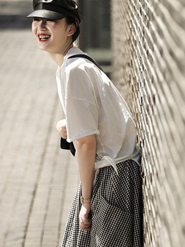 Cotton Pure Color T-shirt