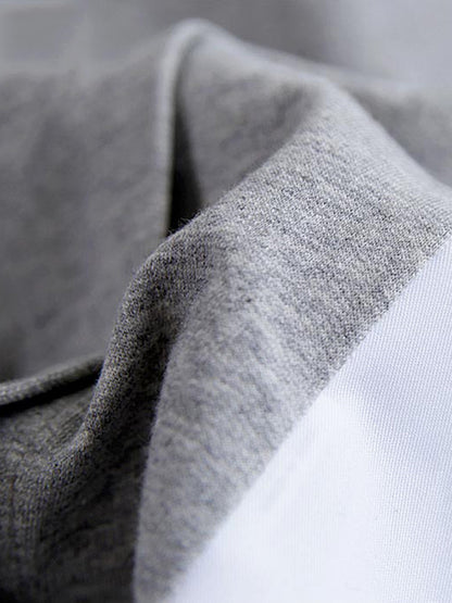 Casual Loose Color Matching Buttoned Split-Joint Split-Side High-Low Round-Neck Long Sleeves Sweatshirt