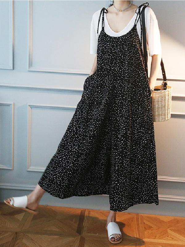 Loose Comfortable Polka-Dot Print Jumpsuit