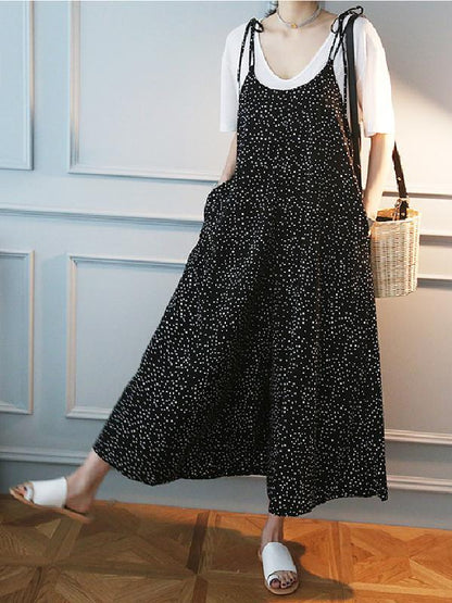 Loose Comfortable Polka-Dot Print Jumpsuit